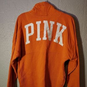 PINK Victoria's Secret OVERSIZED Orange TEXAS Crew Neck with Silver Lettering